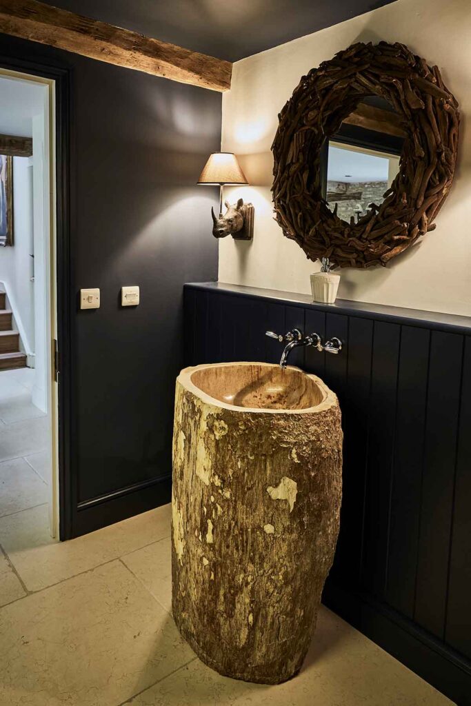 petrified wood pedestal basin