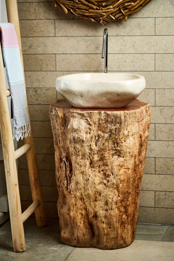 tree trunk pedestal washstand